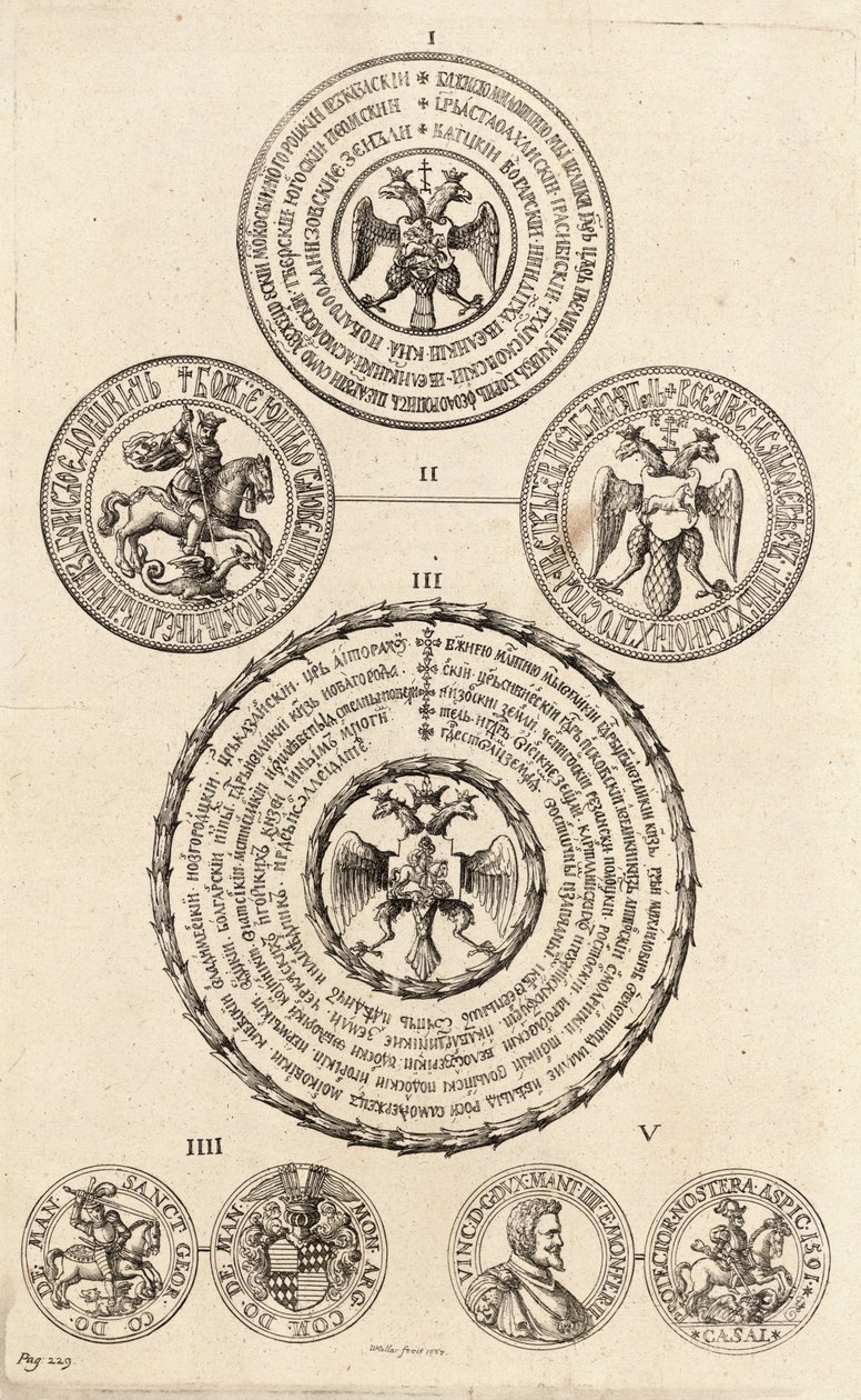 Három orosz pecsét és két érem. 2. állapot alkotó: Wenceslaus Hollar