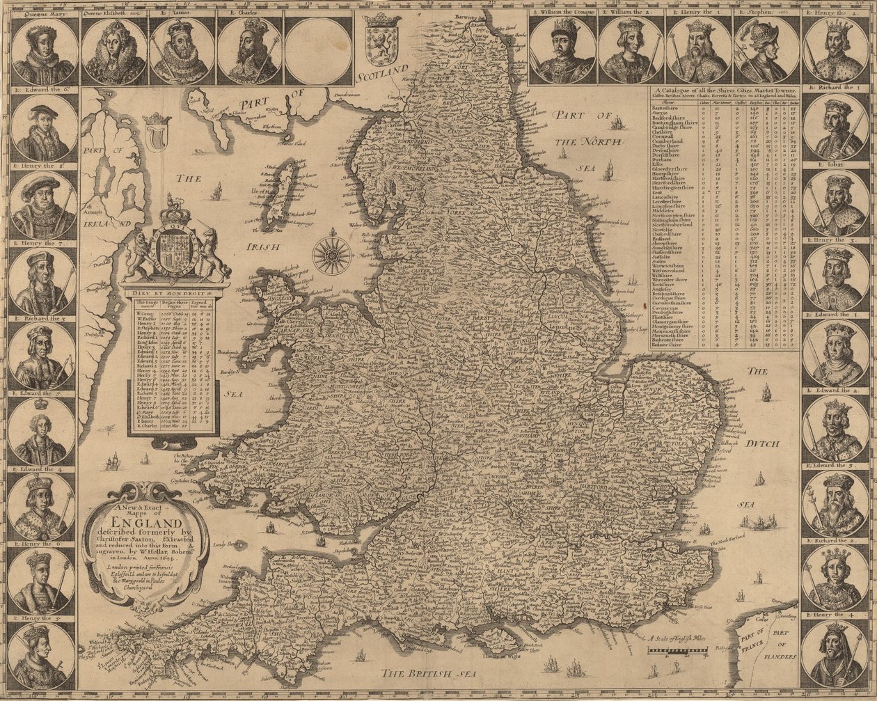 Anglia új és pontos térképe, 1644. alkotó: Wenceslaus Hollar