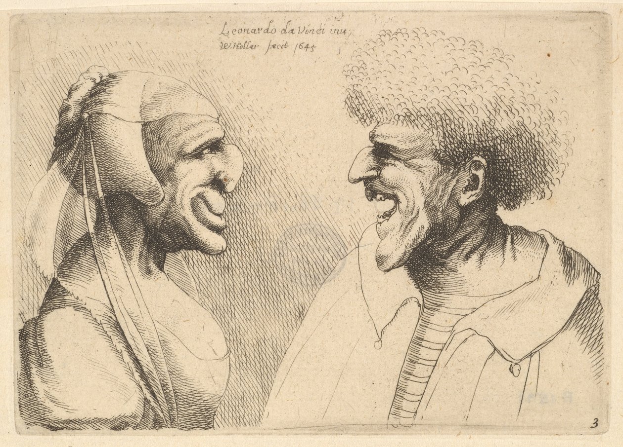 Egy torz pár egymással szemben, 1645. alkotó: Wenceslaus Hollar