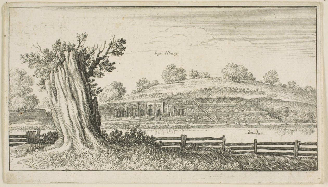 Albury fatönkövel az előtérben alkotó: Wenceslaus Hollar