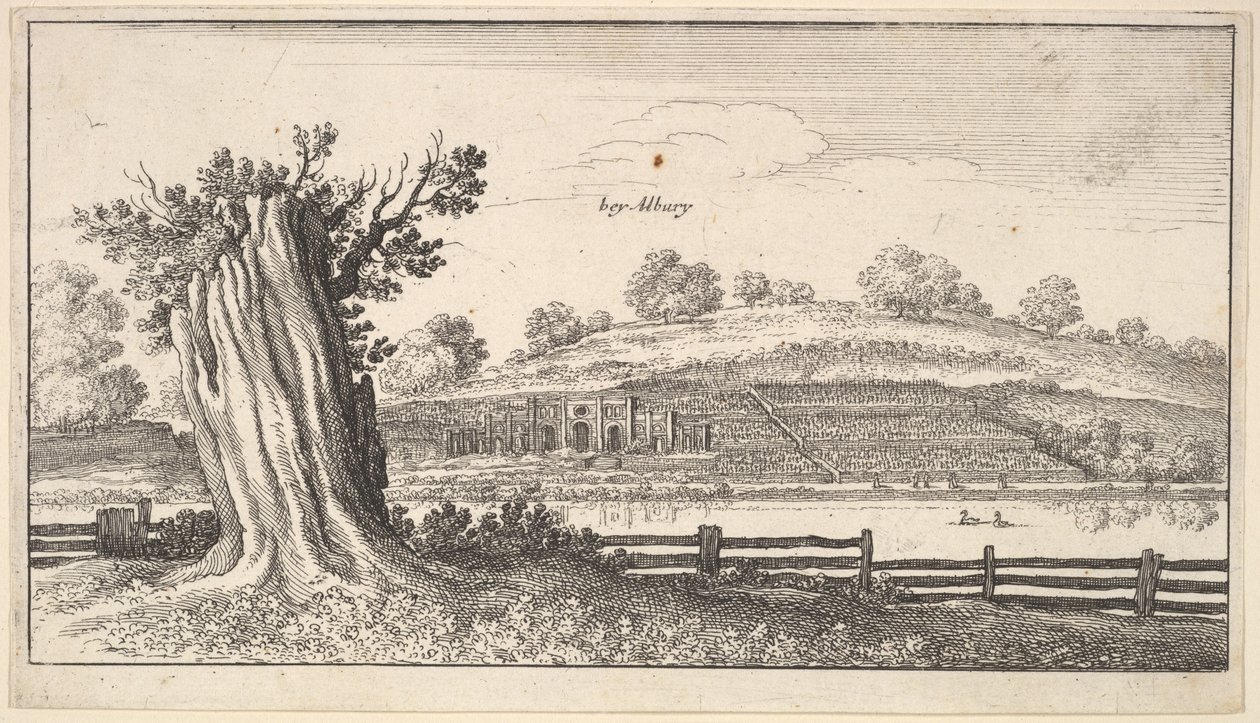 Albury fatönkövel az előtérben, 1625-77. alkotó: Wenceslaus Hollar
