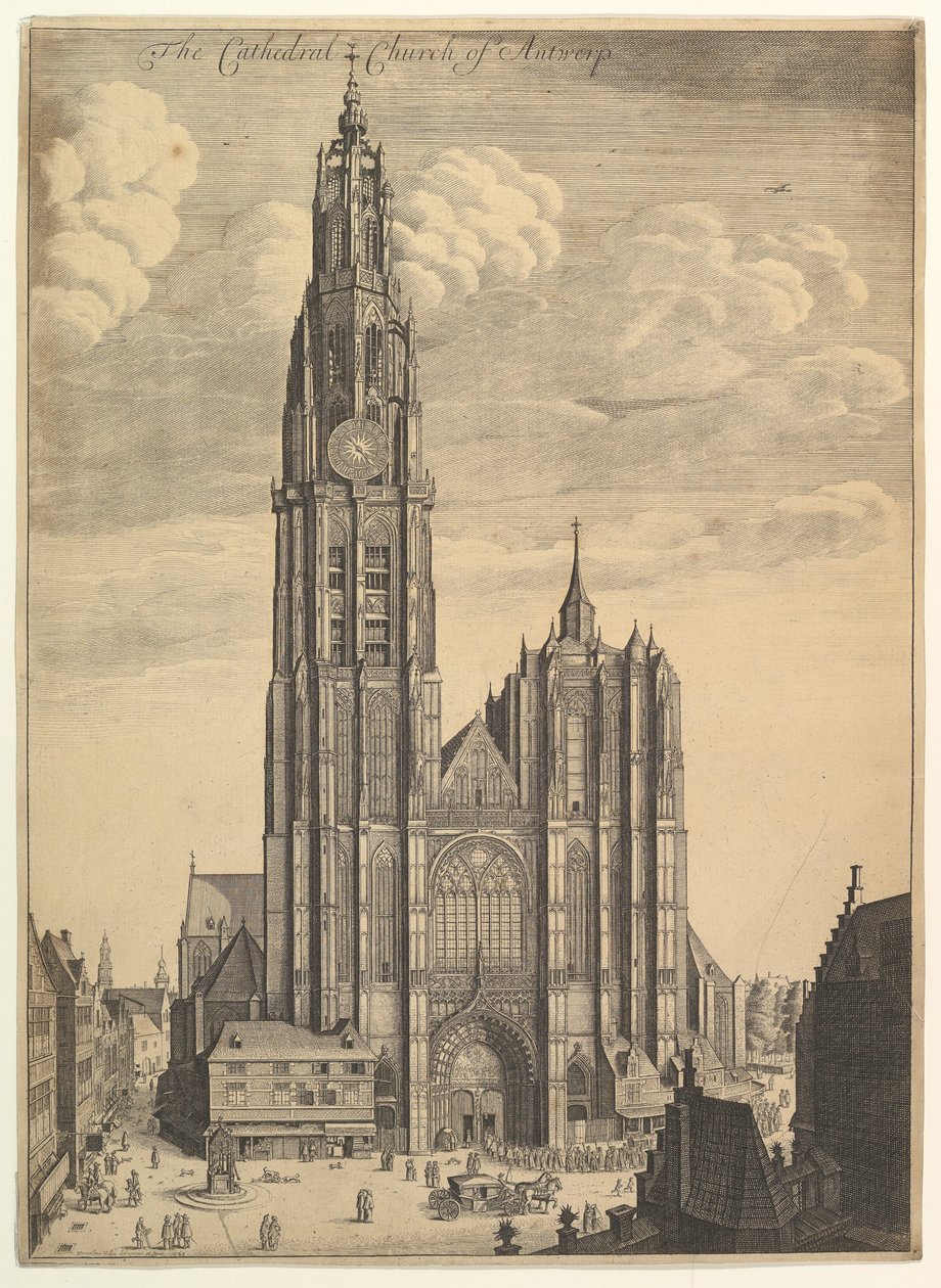 Antwerpeni székesegyház (Prospectvs Tvrris Ecclesiæ Cathedralis) alkotó: Wenceslaus Hollar