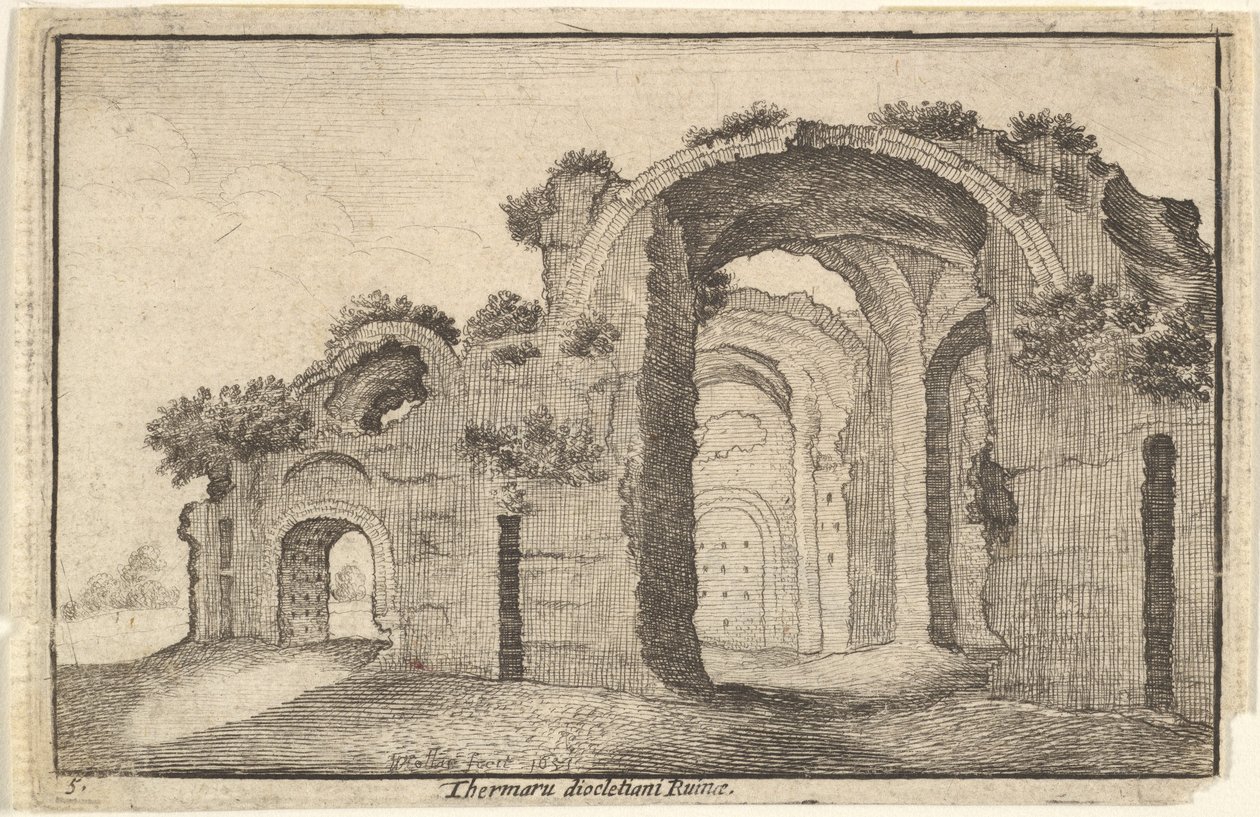 Diocletianus fürdői, Róma, 17. század. alkotó: Wenceslaus Hollar