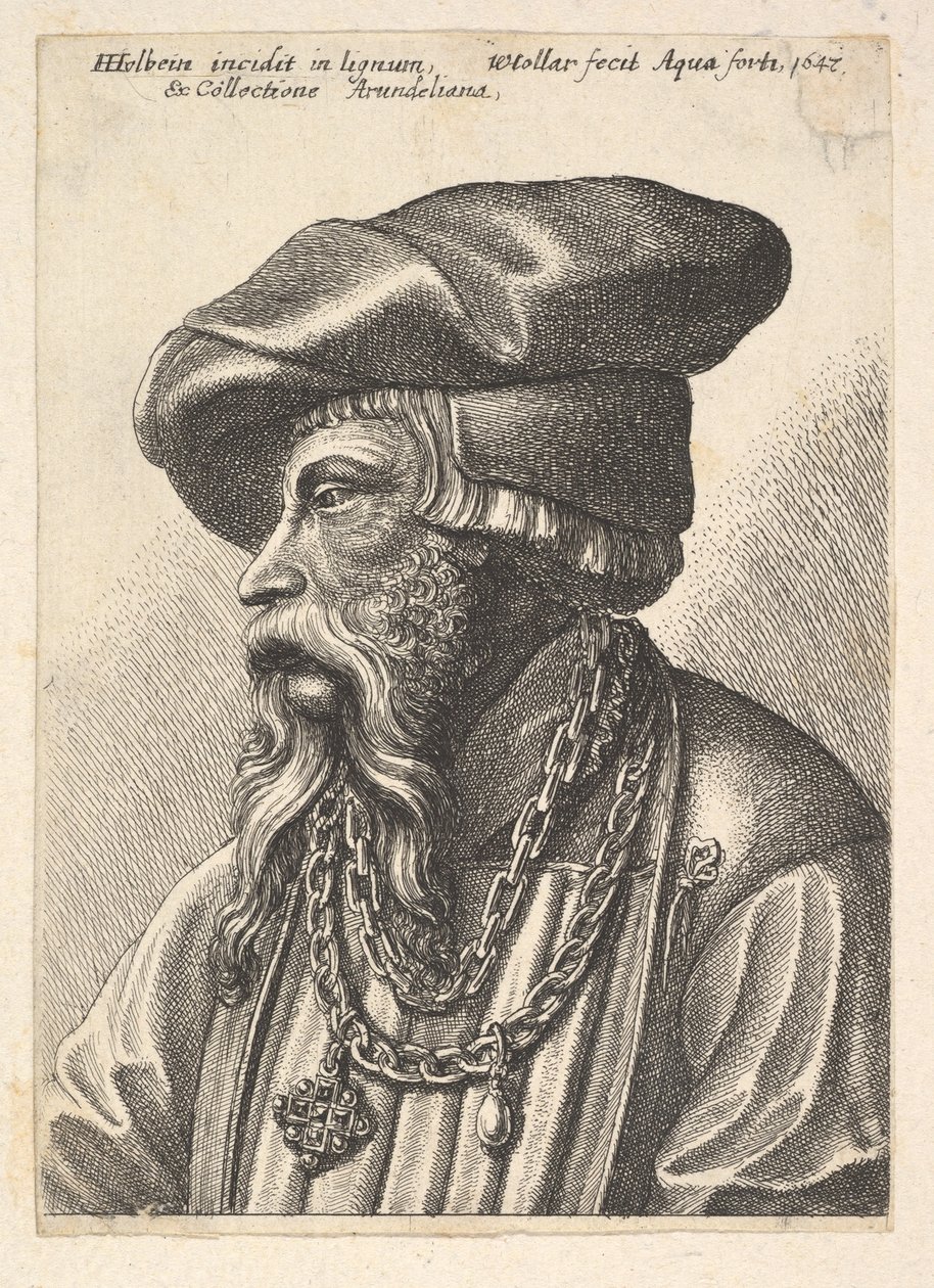 Szakállas férfi láncos nyaklánccal, 1647. alkotó: Wenceslaus Hollar