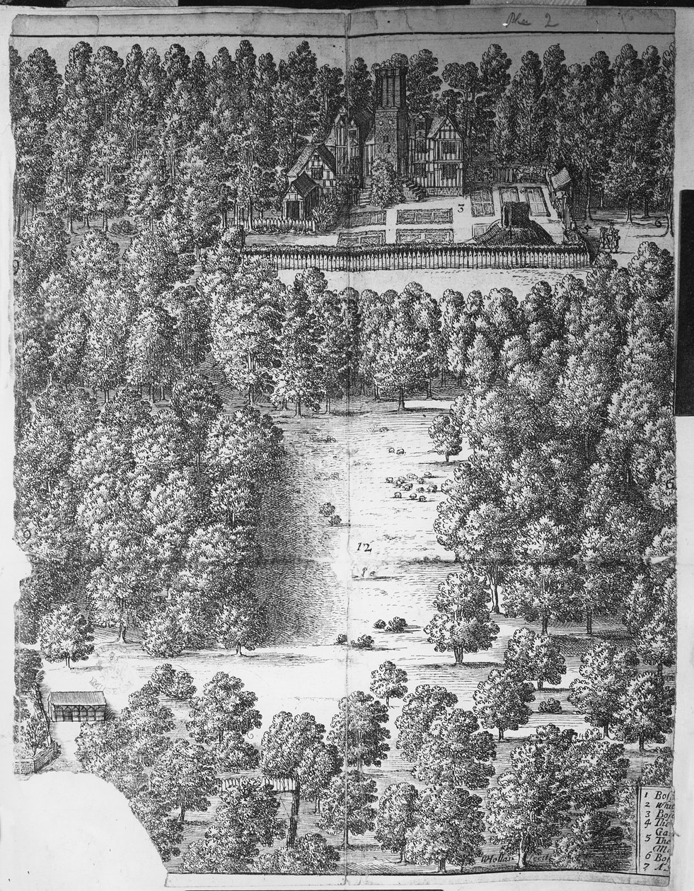 Boscobel-ház és park, 1651 alkotó: Wenceslaus Hollar
