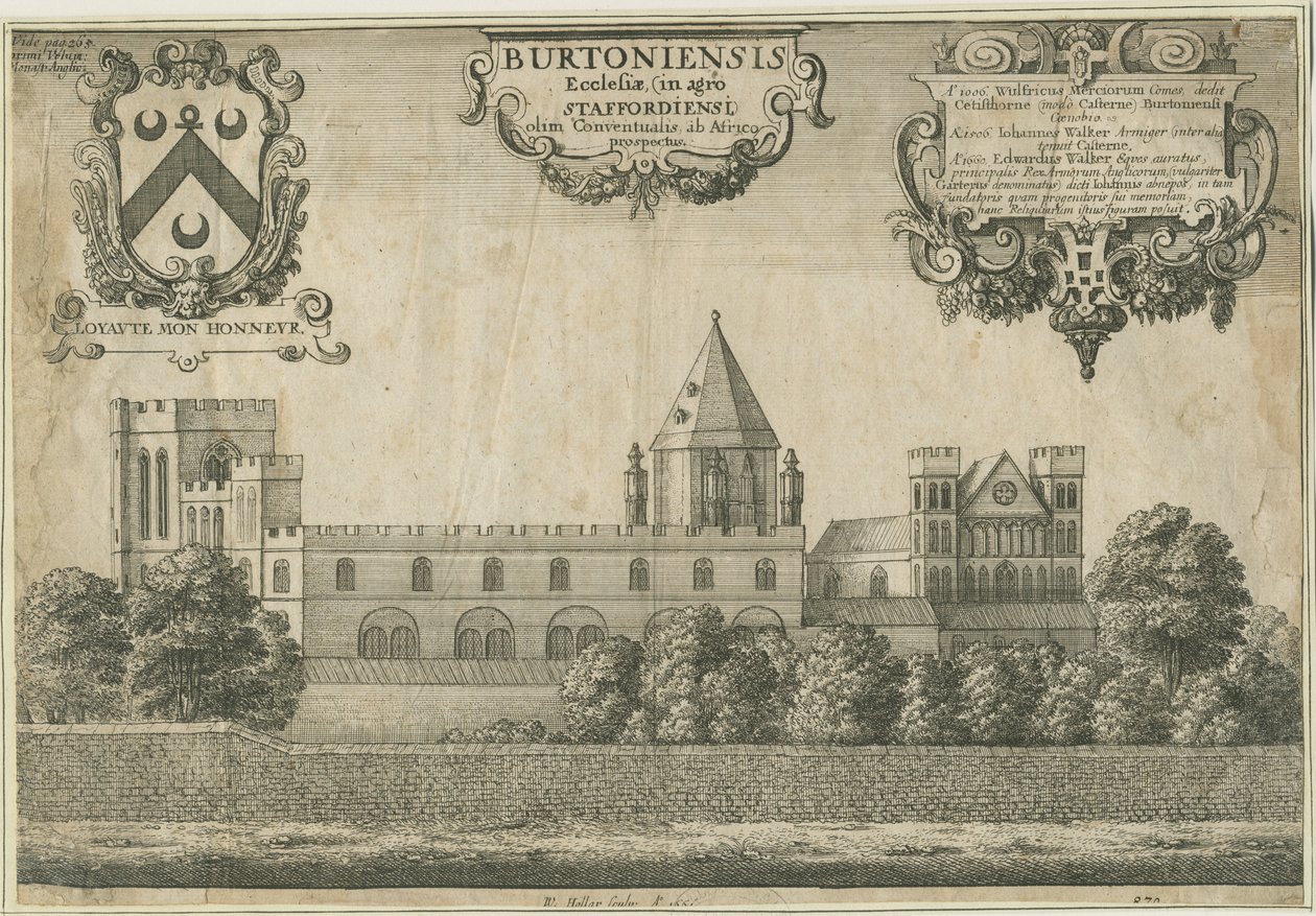 Burton-upon-Trent Abbey: rézmetszet, 1661 alkotó: Wenceslaus Hollar