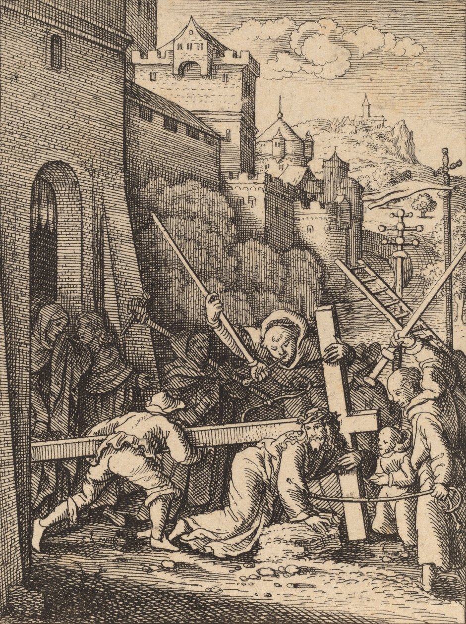 A kereszt hordozása. alkotó: Wenceslaus Hollar
