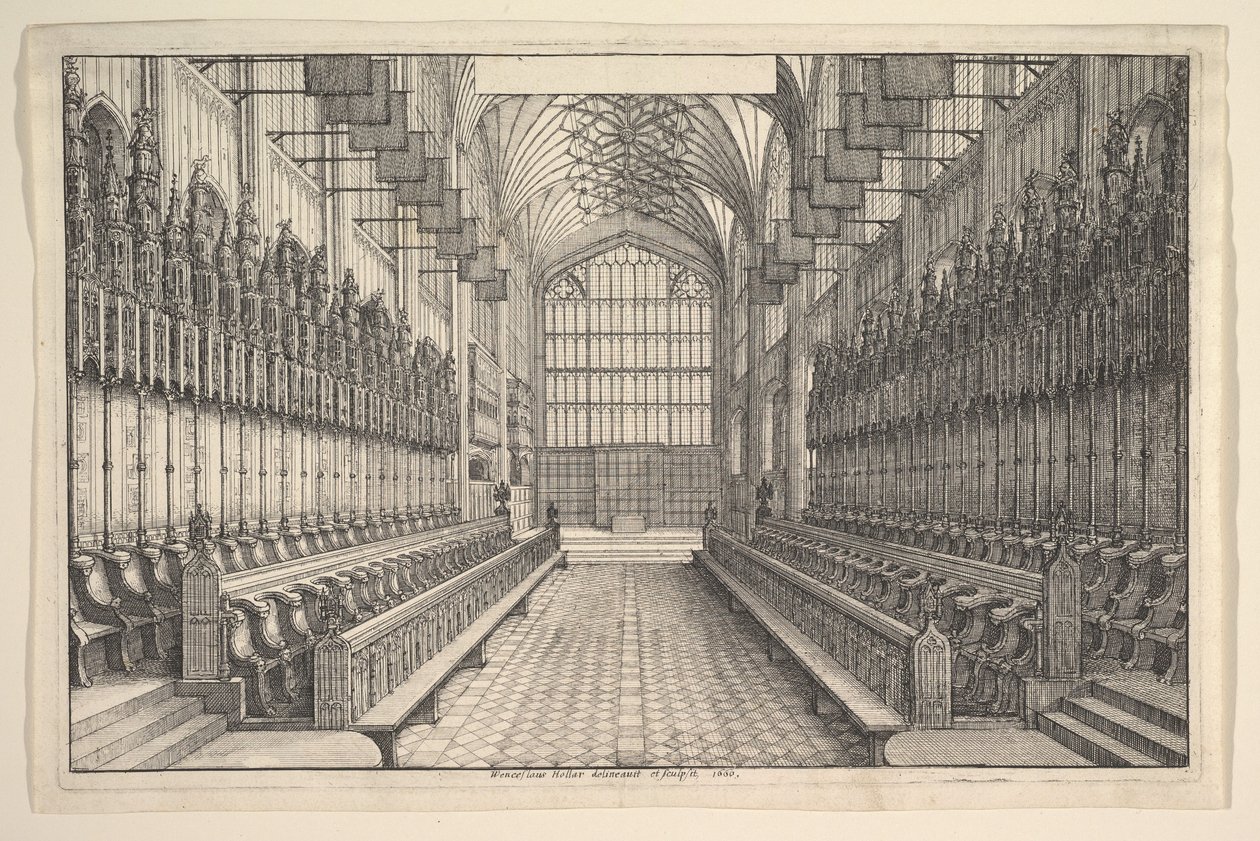 Kórus és standok a windsori St Georges kápolnában, 1660. alkotó: Wenceslaus Hollar