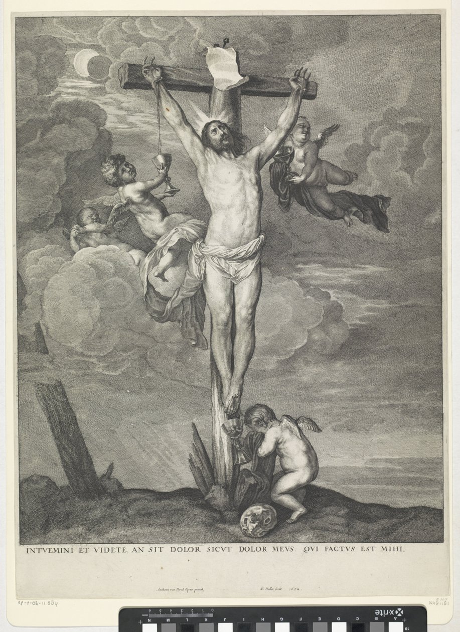 Krisztus a kereszten angyalokkal alkotó: Wenceslaus Hollar
