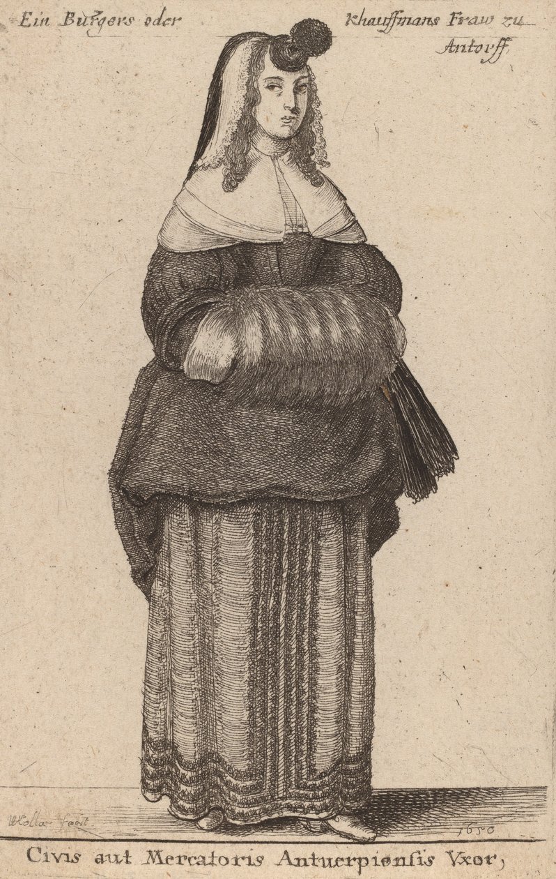 Egy antwerpeni polgár vagy kereskedő felesége, 1650 alkotó: Wenceslaus Hollar