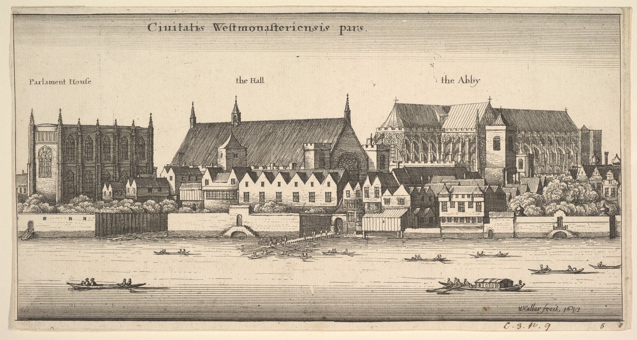 Westminster a folyótól, 1647 alkotó: Wenceslaus Hollar