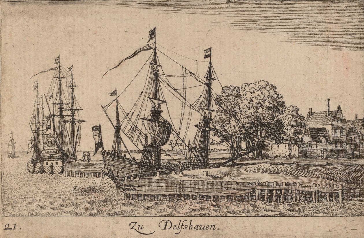 Delft kikötője, 1635. alkotó: Wenceslaus Hollar