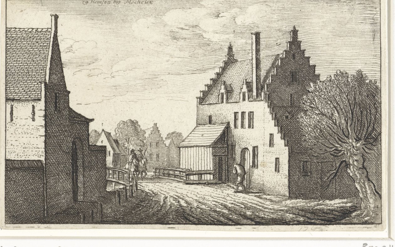 Falusi utca Hemsenben, Mechelen közelében Az európai városok látképe (sorozat címe) alkotó: Wenceslaus Hollar