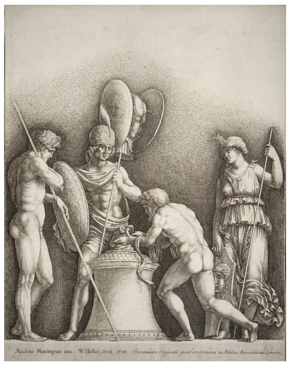 Négy klasszikus figura, Mantegna után alkotó: Wenceslaus Hollar