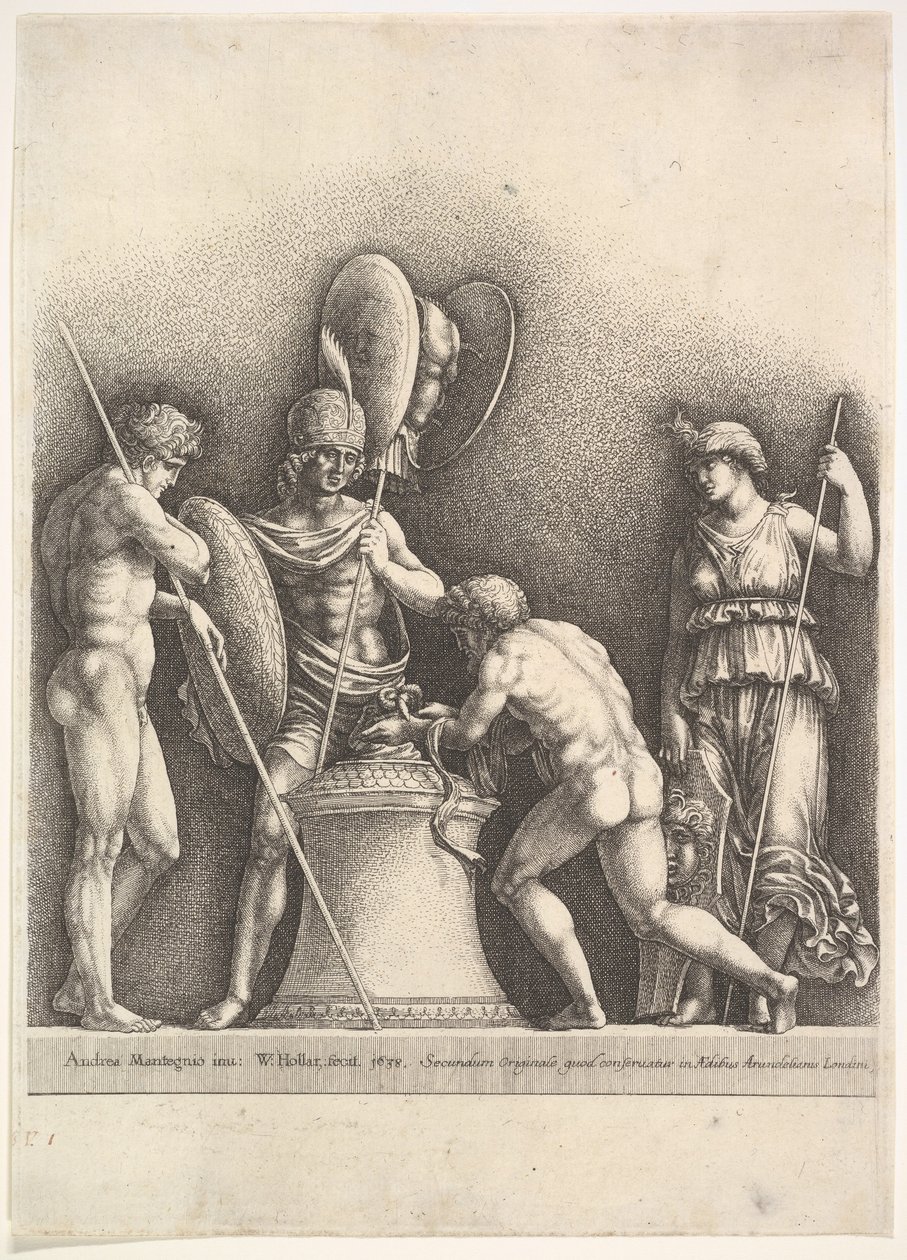 Négy klasszikus figura pogányáldozat, 1638. alkotó: Wenceslaus Hollar