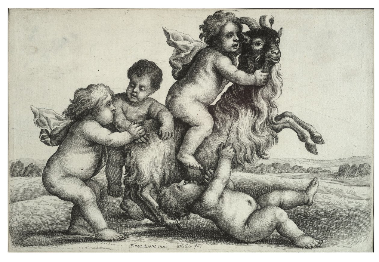 Négy kisfiú és egy kecske alkotó: Wenceslaus Hollar