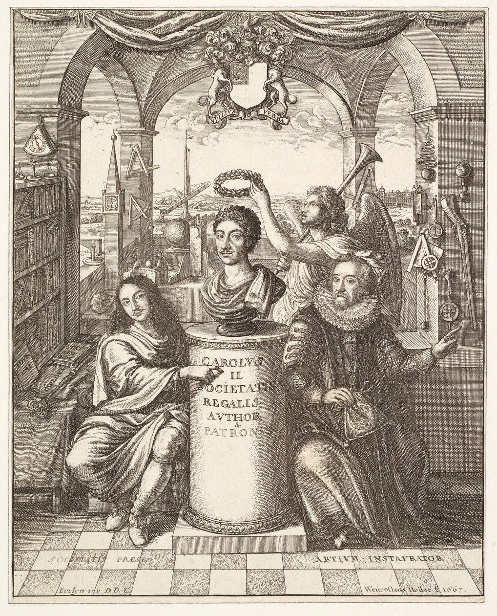 Thomas Spratt: The History of the History of the Royal Society of London előlapja, pub. 1702 alkotó: Wenceslaus Hollar