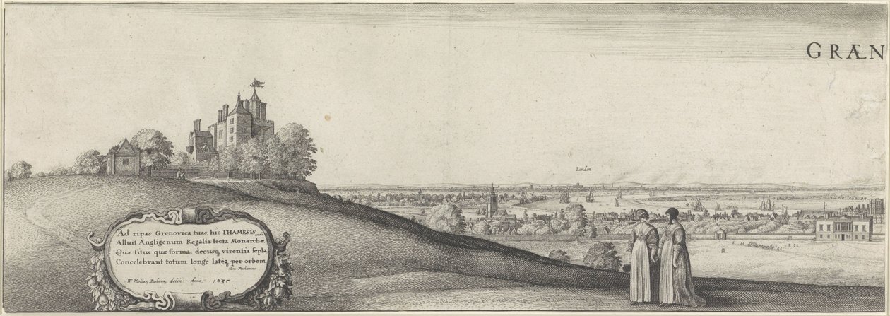 Greenwich kilátása (bal oldali tábla) Greenwich (cím az objektumon) alkotó: Wenceslaus Hollar