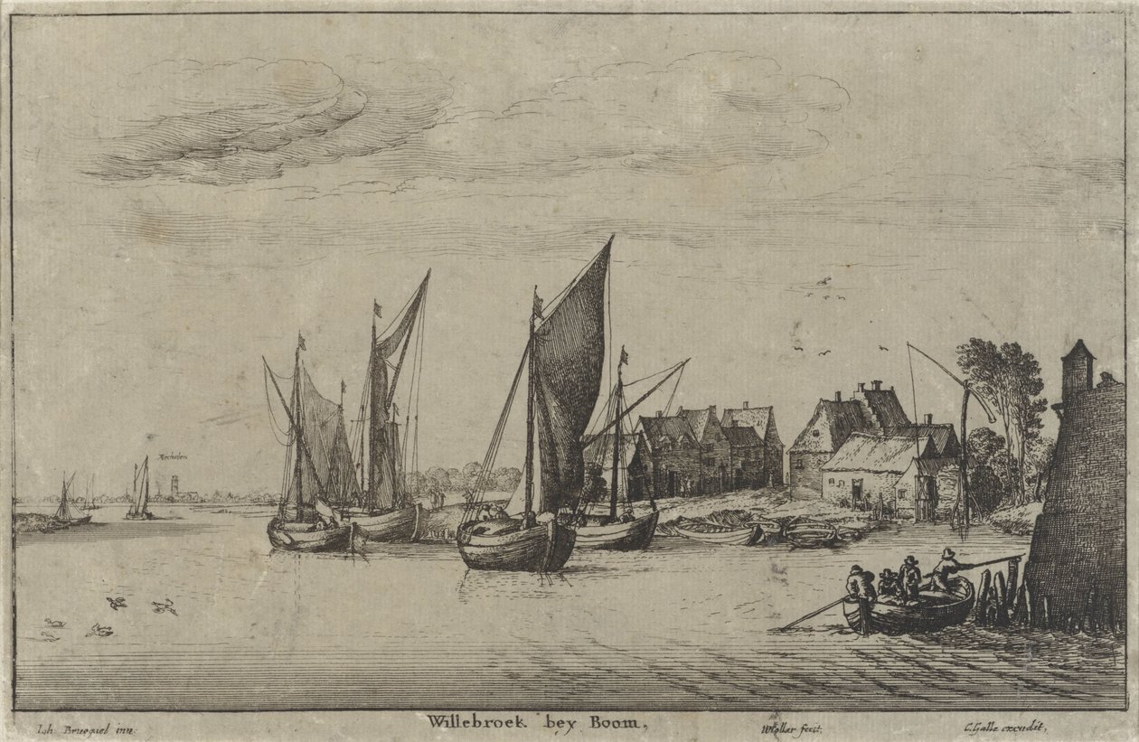 Kilátás Willebroekre, Mechelen közelében Willebroek bey Boom (cím az objektumon) Kilátás a folyóra és a tengerpartra (sorozat címe) alkotó: Wenceslaus Hollar