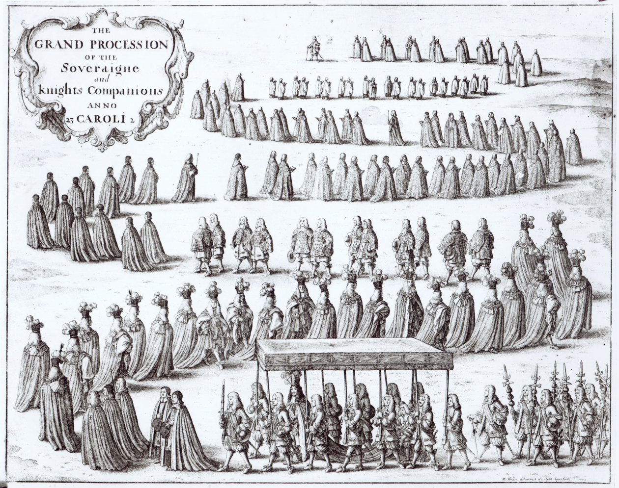 Az uralkodó és a harisnyakötő lovagjai nagy körmenete Windsorban, 1672 alkotó: Wenceslaus Hollar