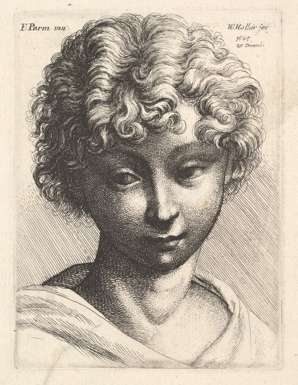 Egy fiatal lány feje, 1645. alkotó: Wenceslaus Hollar