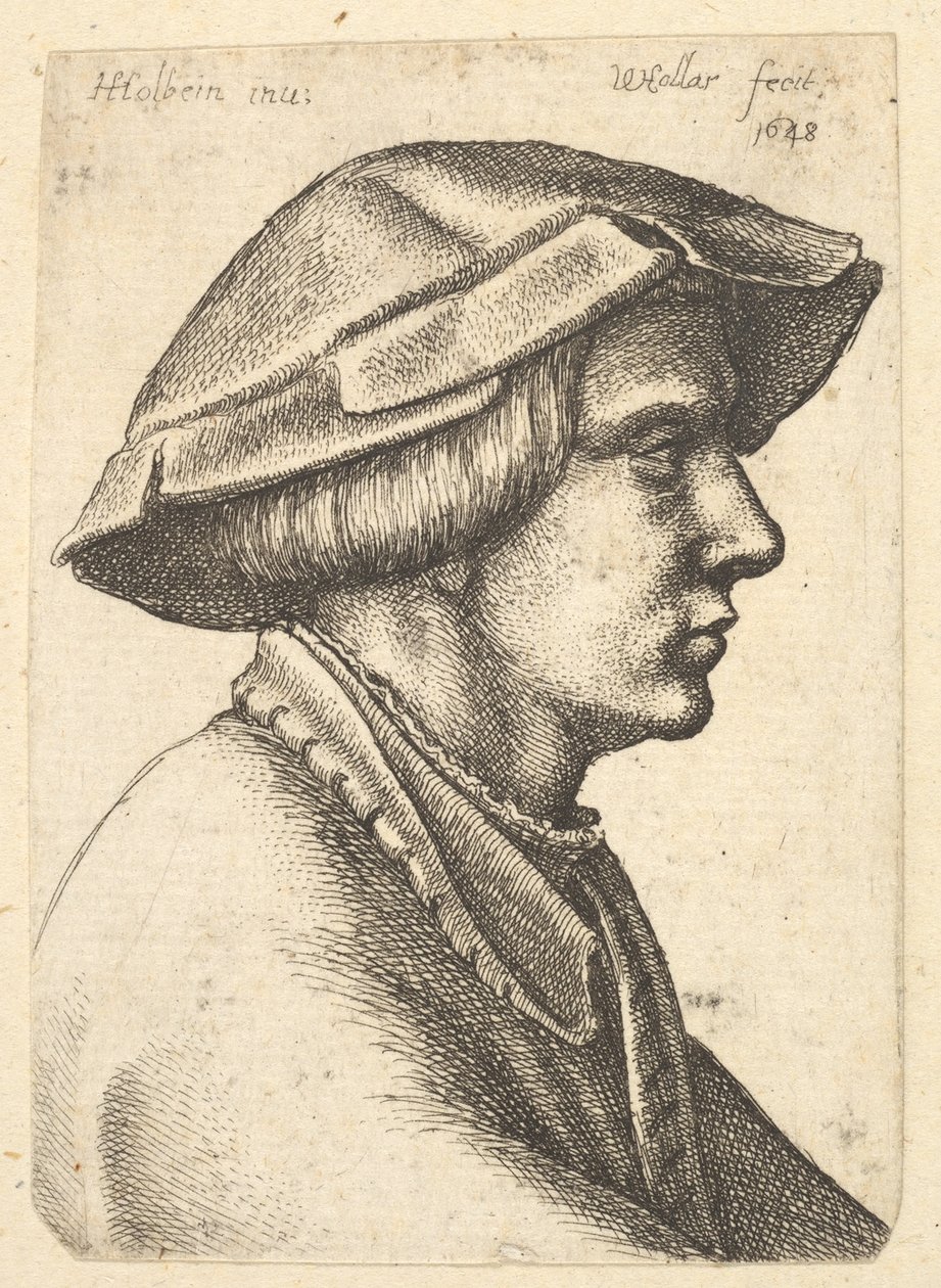 A kalapot viselő fiatalember feje jobbra, 1648. alkotó: Wenceslaus Hollar