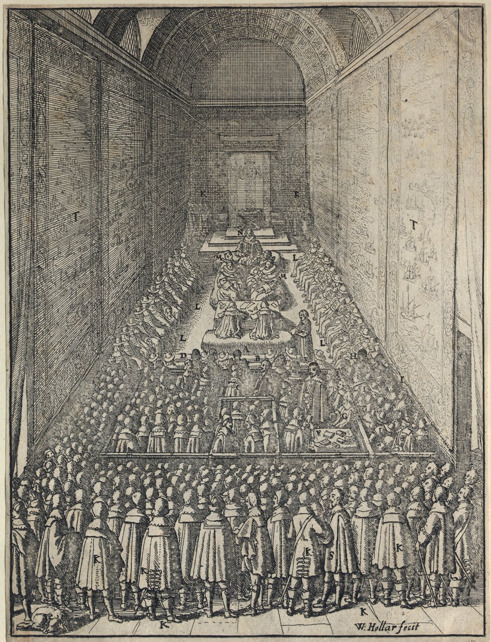 A Lordok Háza ülésszaka, Westminster palota, London, 1650 alkotó: Wenceslaus Hollar