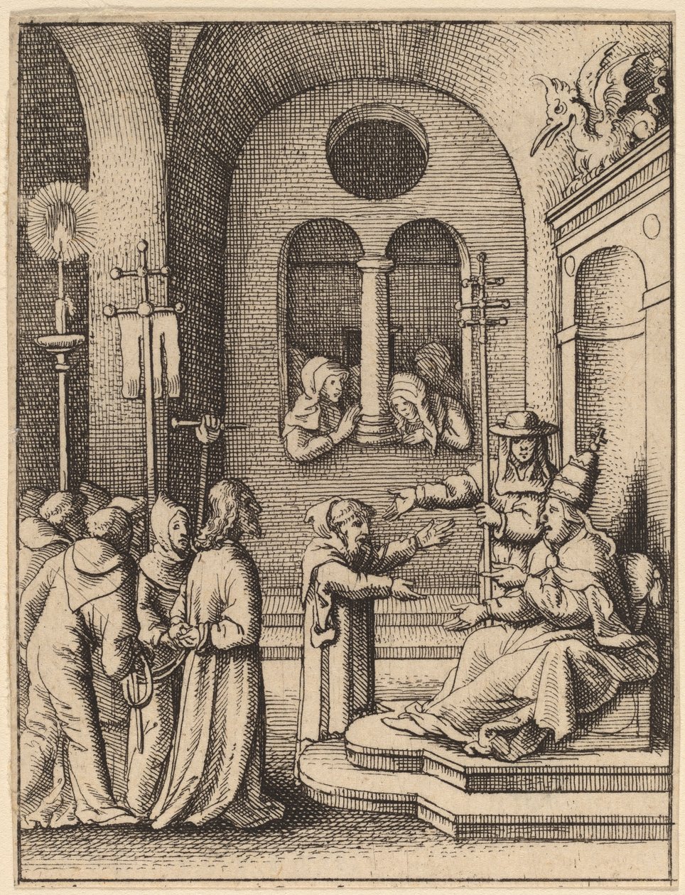 Jézus ismét Kajafás előtt alkotó: Wenceslaus Hollar