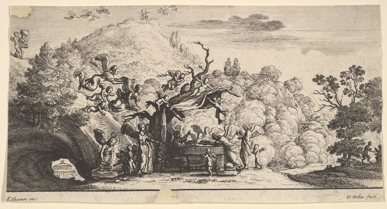 Jézust angyalok szolgálják, 1652. alkotó: Wenceslaus Hollar