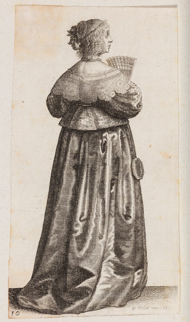 Nő legyezővel és tükörrel, hátulról nézve alkotó: Wenceslaus Hollar