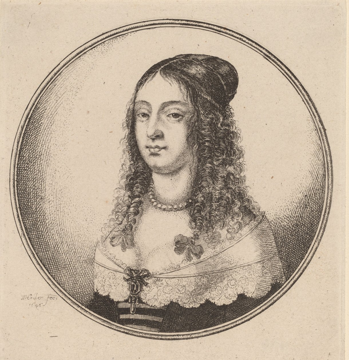 Fürtös szalagos hölgy, 1646. alkotó: Wenceslaus Hollar