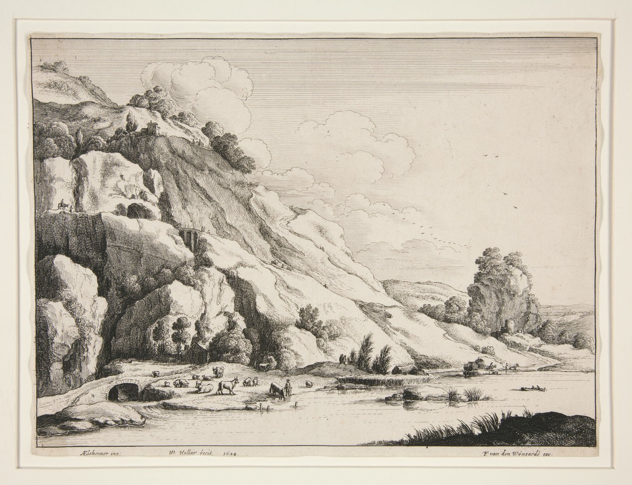 Táj kőhíddal alkotó: Wenceslaus Hollar