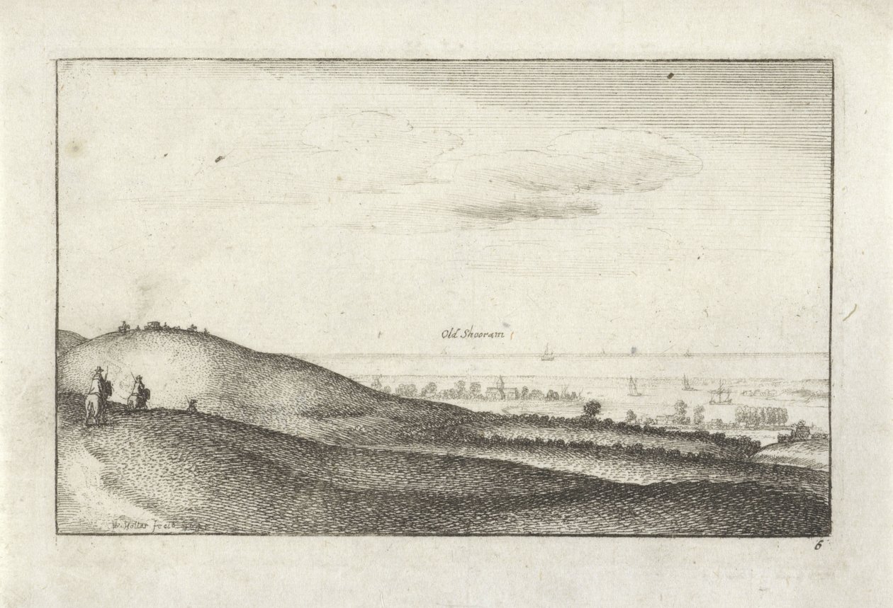 Táj, kilátással Shorehamre alkotó: Wenceslaus Hollar