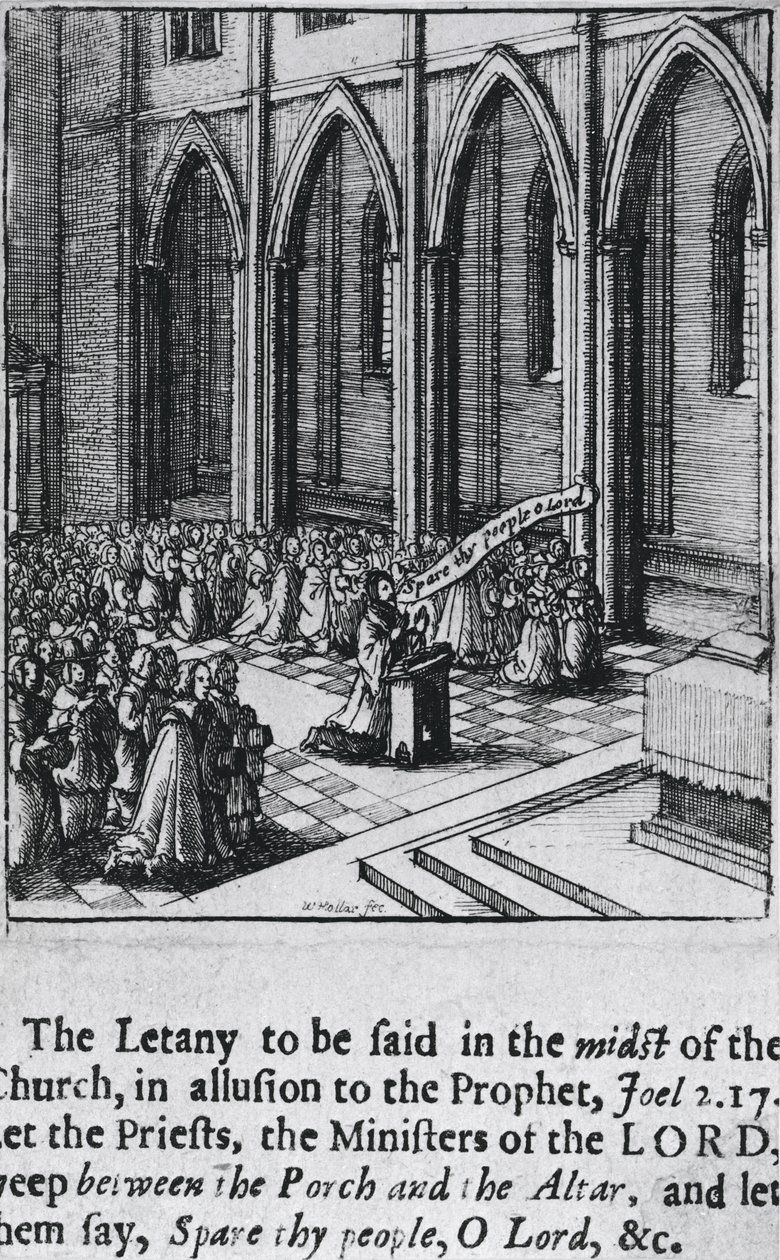 Litánia a templomban, 1655 körül (rézkarc) alkotó: Wenceslaus Hollar