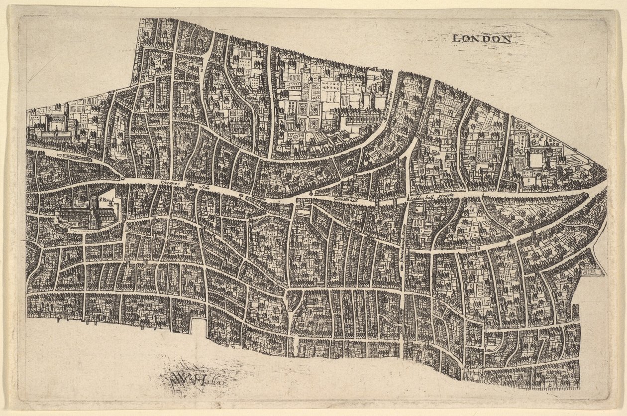 London a nagy tűzvész előtt, 1666-77. alkotó: Wenceslaus Hollar