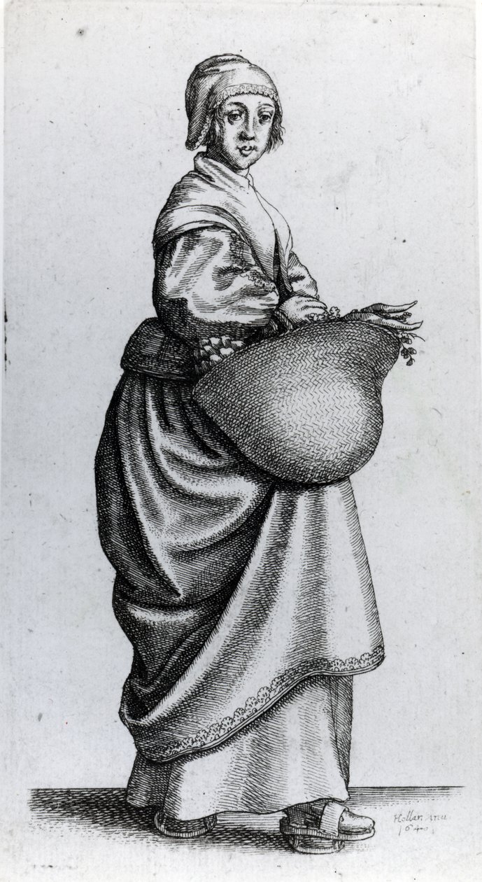 A piacról hazatérő szobalány, 1640 alkotó: Wenceslaus Hollar