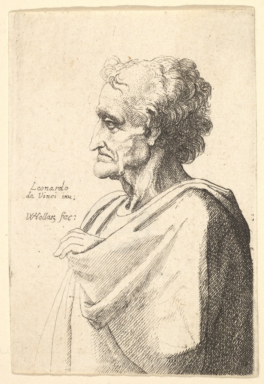 Férfi szomorú arckifejezéssel balra, köpenyből kibújó kezével, 1625-77. alkotó: Wenceslaus Hollar