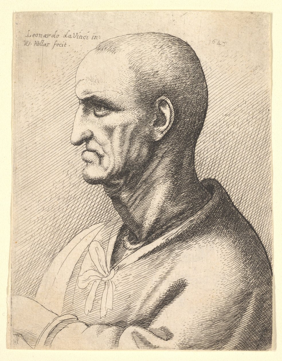 Férfi szigorú arckifejezéssel, profilban balra, 1645. alkotó: Wenceslaus Hollar