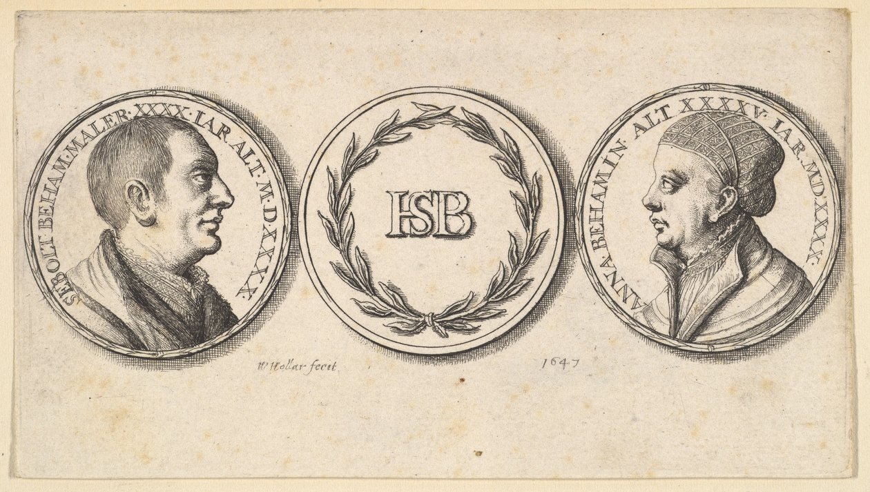 Érmek Sebald Beham és Anna Beham portréival, 1647. alkotó: Wenceslaus Hollar