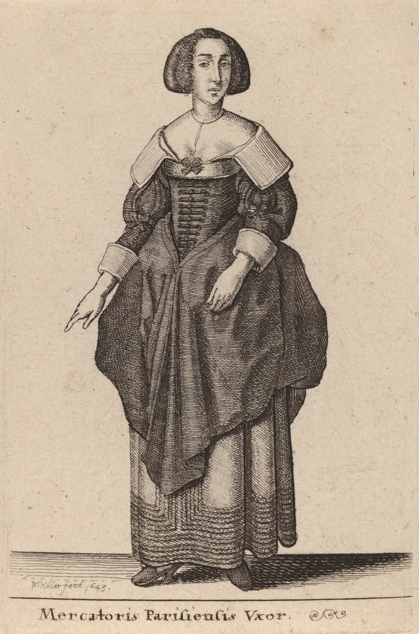 Egy párizsi kereskedő felesége, 1643. alkotó: Wenceslaus Hollar