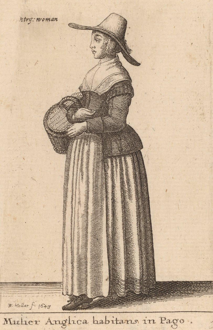 Egy angol nő a faluban lakik, 1643 alkotó: Wenceslaus Hollar