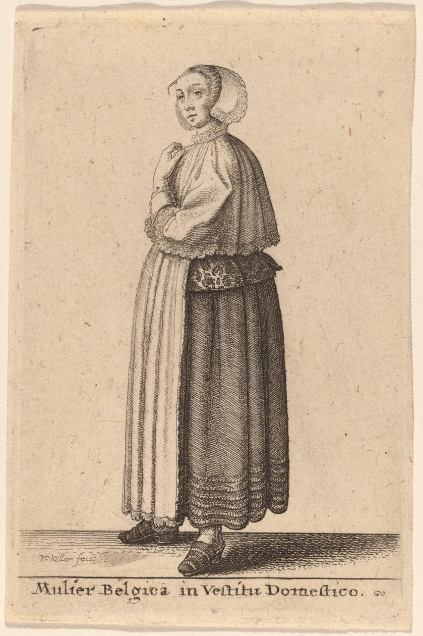 Egy belga nő háztartási ruhában alkotó: Wenceslaus Hollar
