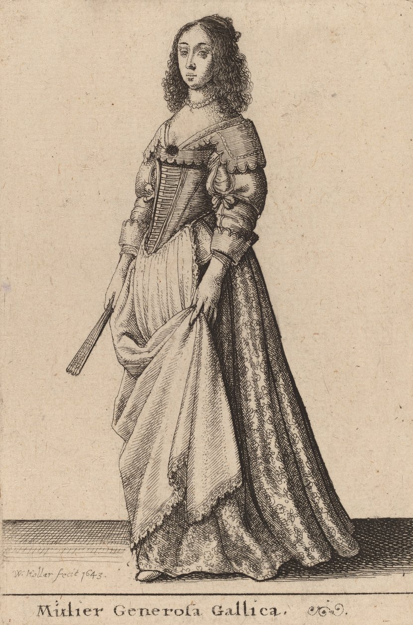 Egy francia nemes nő, 1643 alkotó: Wenceslaus Hollar