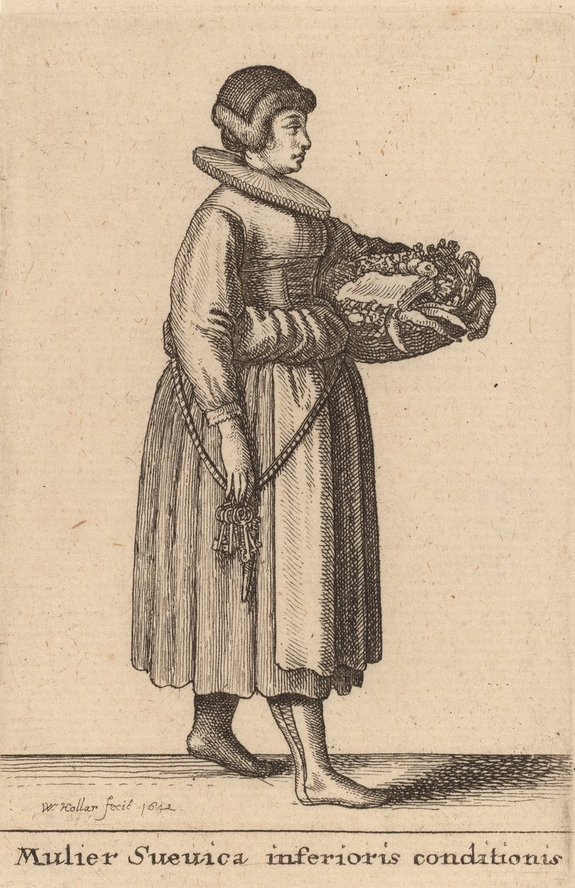 Alacsonyabb állapotú svéd nő, 1642 alkotó: Wenceslaus Hollar