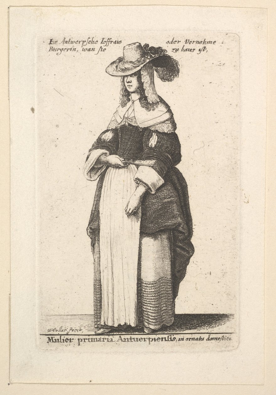 A vezető antwerpeni nő, a háziasított antwerpeni úriasszony házias ruhában..., 1625-77. alkotó: Wenceslaus Hollar