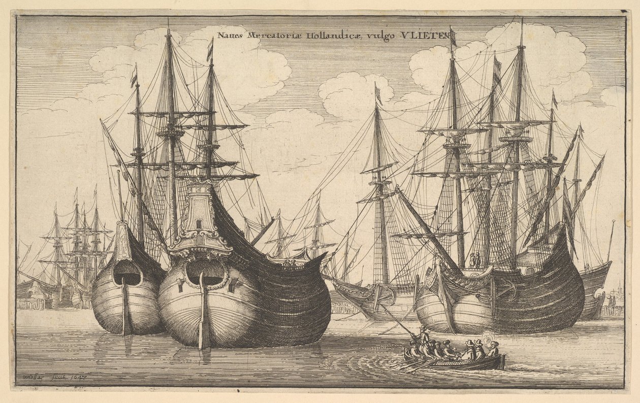 Holland teherszállító hajók vagy fuvolák, 1647 alkotó: Wenceslaus Hollar