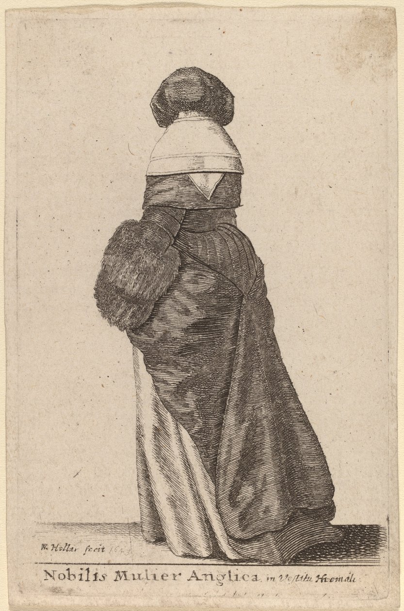 Nemes angol nő, téli ruhában alkotó: Wenceslaus Hollar