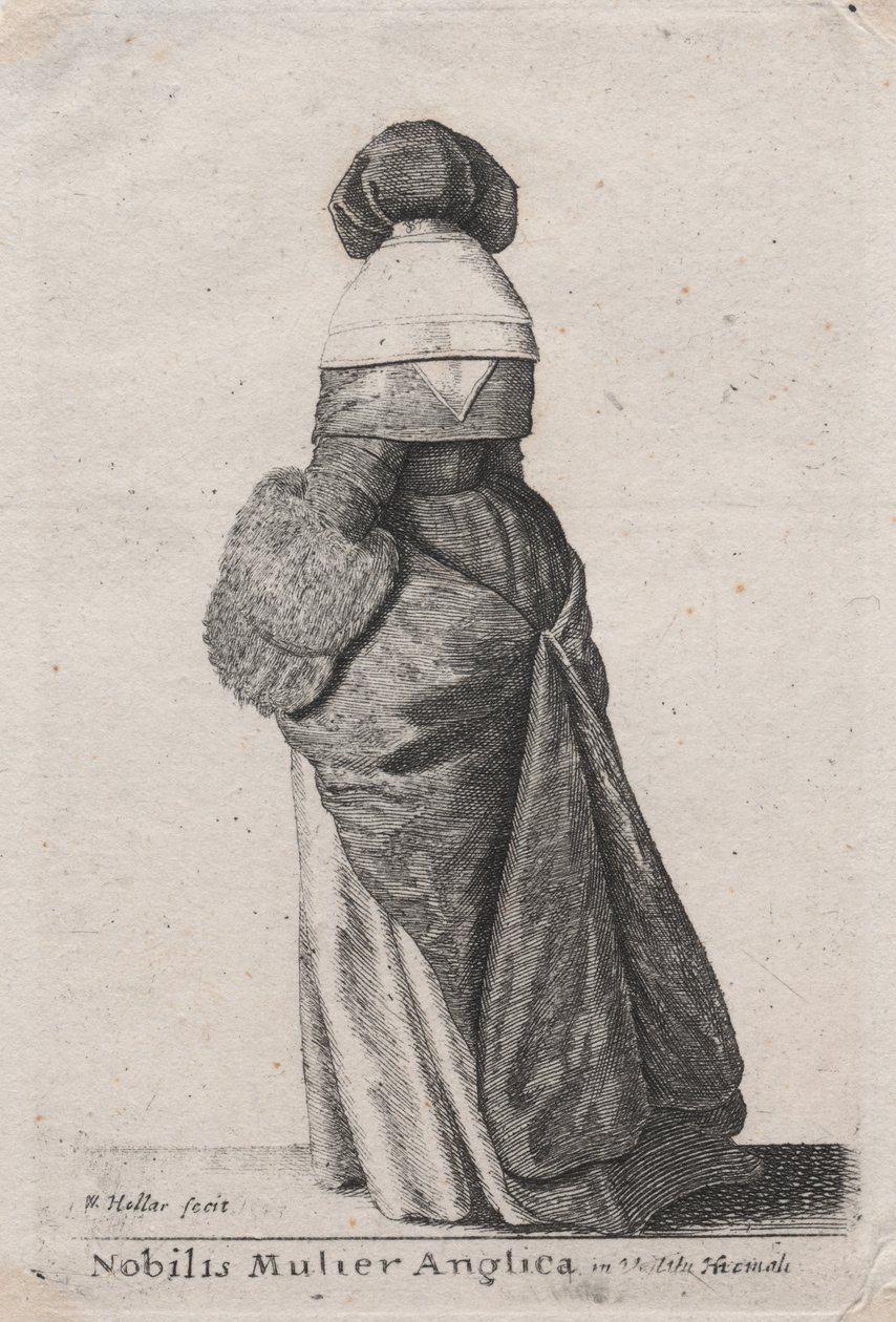 Egy nemes angol nő téli ruhában, 1643 alkotó: Wenceslaus Hollar