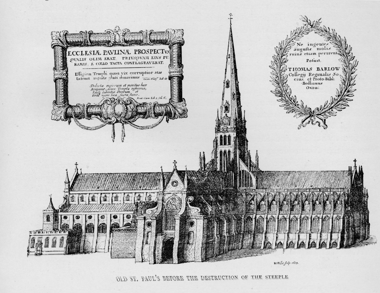 Régi Szent Pál-székesegyház a torony lerombolása előtt, 1657 1904 alkotó: Wenceslaus Hollar