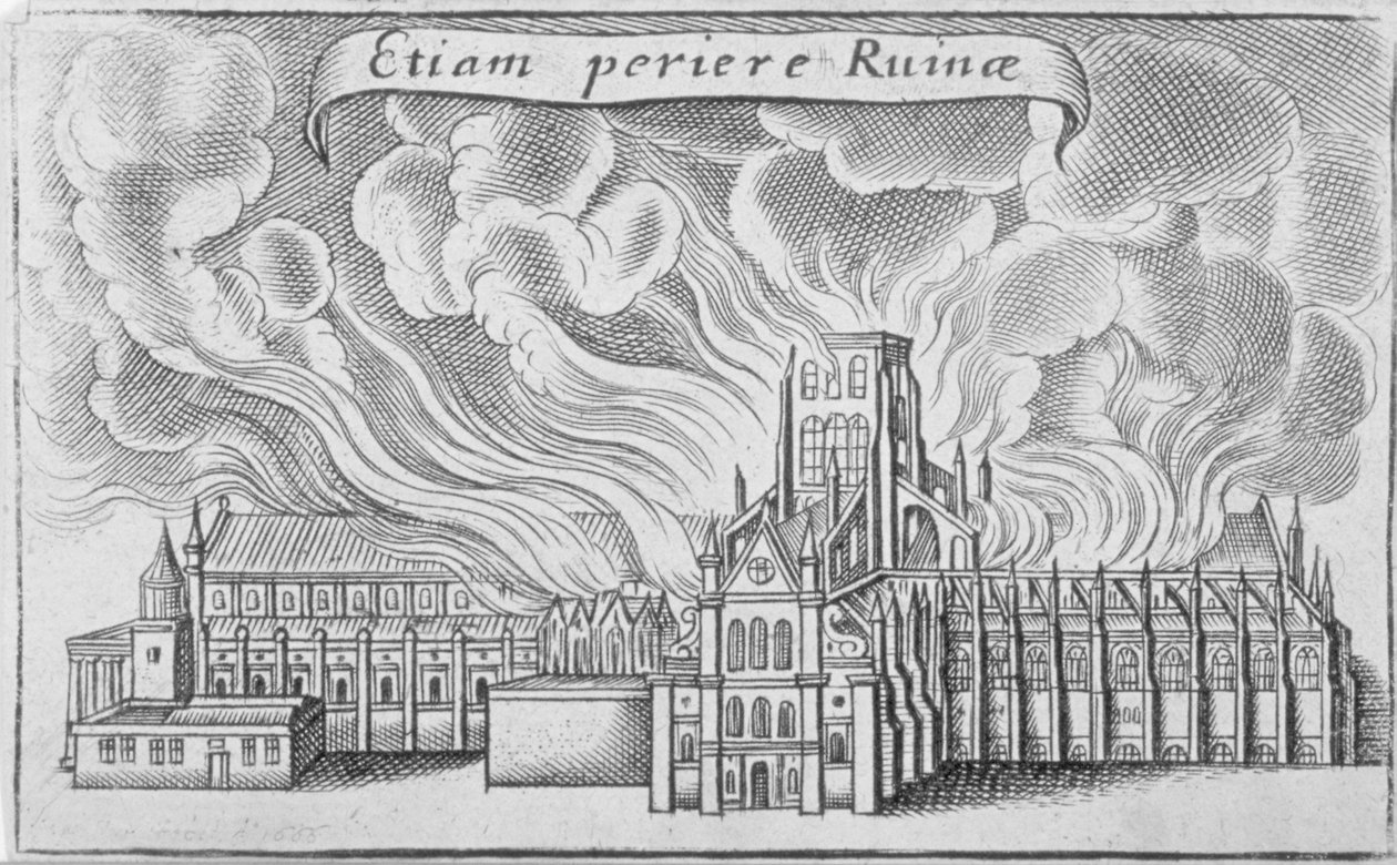 A régi Szent Pál-székesegyház a londoni nagy tűzvészben égett, 1666 alkotó: Wenceslaus Hollar